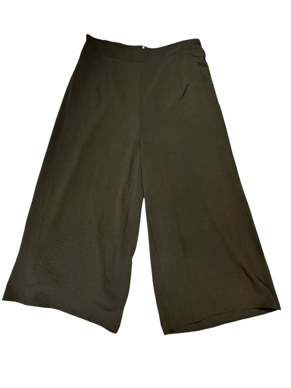 Black wide leg trouser pants with back zipper Size L flowy work office
